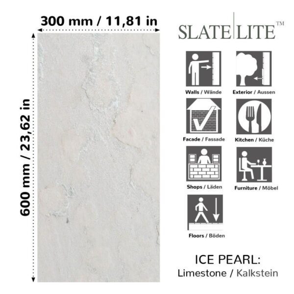 Размери на каменен декор от естествени камъниIce Pearl Slate-Lite