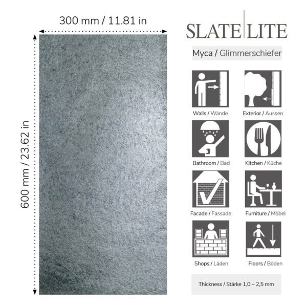 Размери на каменен декор от естествени камъни Mare Slate-Lite