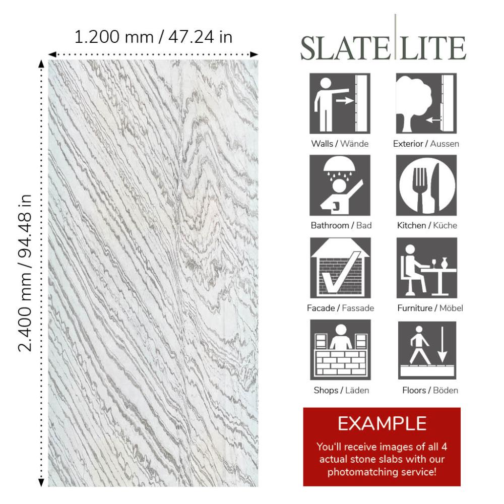 огледален каменен декор за стена Mystic White Slate-Lite