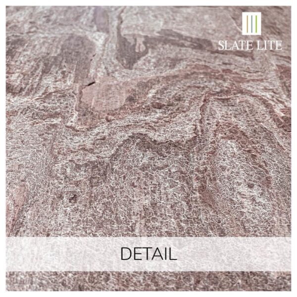 Детайл на каменен декор от естествени камъни Pink Limestone Slate-Lite