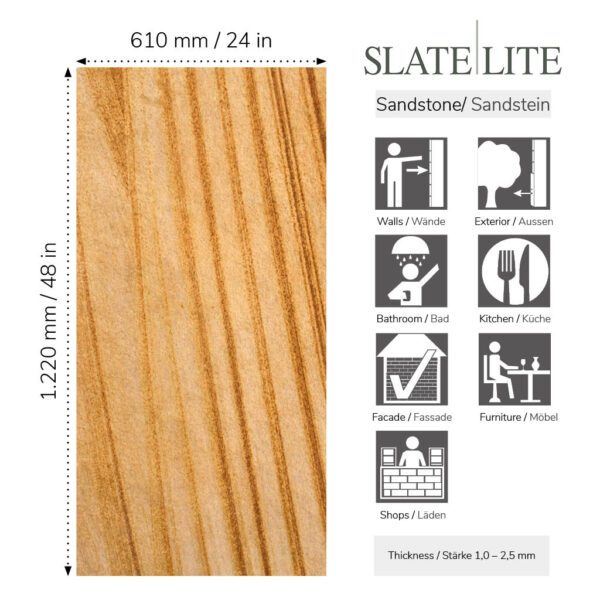 Размери на каменен декор от естествени камъни Teakwood Slate-Lite