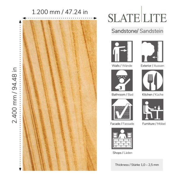 Размери на каменен декор от естествени камъни Teakwood Slate-Lite