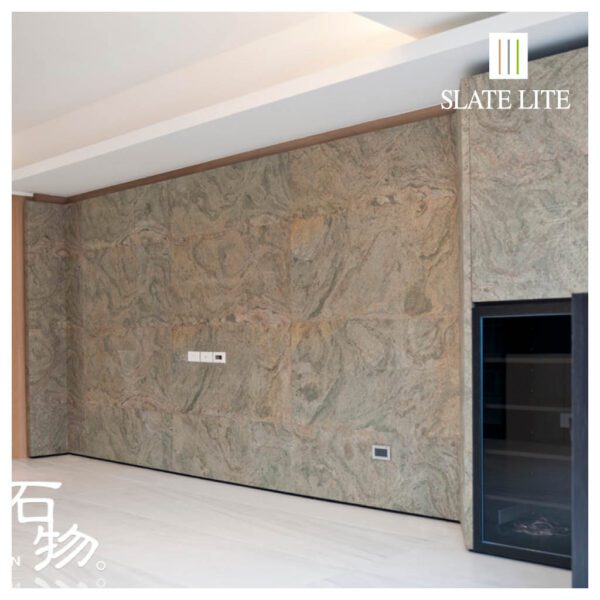 приложение на каменен декор за стена Verde Gris Marble Slate-Lite