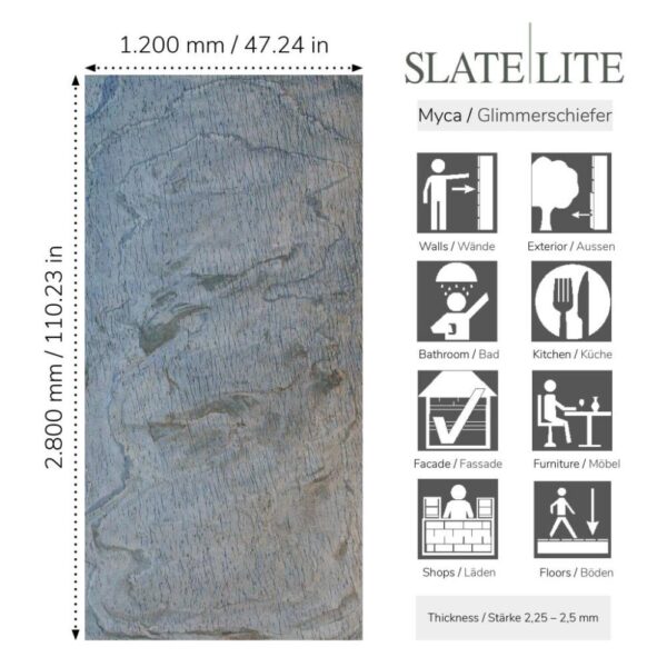 Размер на каменен декор от естествени камъни Verde Slate-Lite