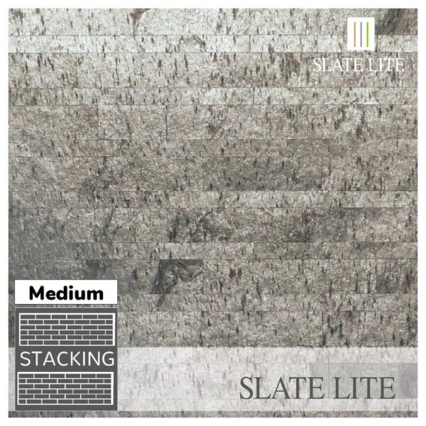 Размер на каменен декор тип тухла от естествени камъни Silver Grey Slate-Lite