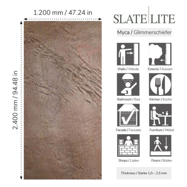 Размери на каменна фасада Cobre New Slate-Lite