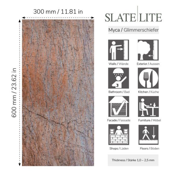 Размери на каменна фасада Cobre Slate-Lite