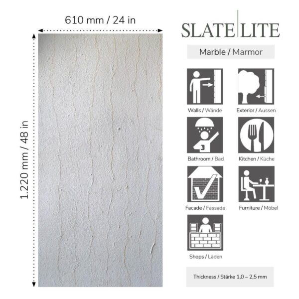 Размери на каменна фасада Silvia Marble Slate-Lite