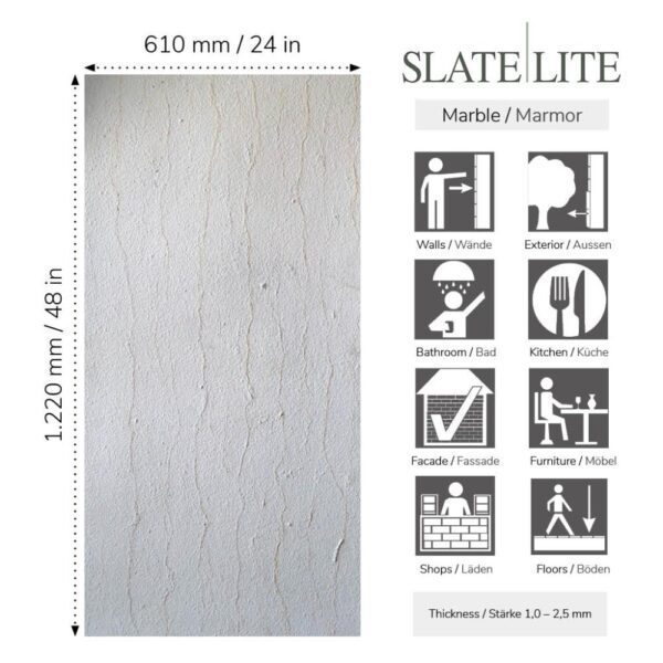 Размери на каменна фасада Silvia Marble Slate-Lite