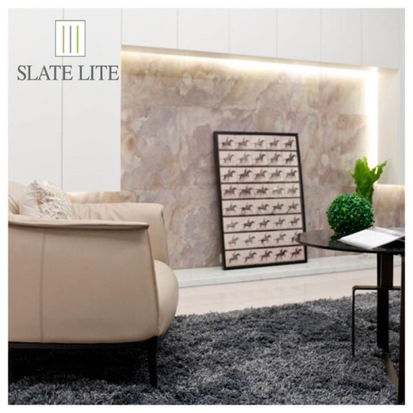 приложение на самозалепящ се каменен декор от естествени камъни Blanco Slate-Lite