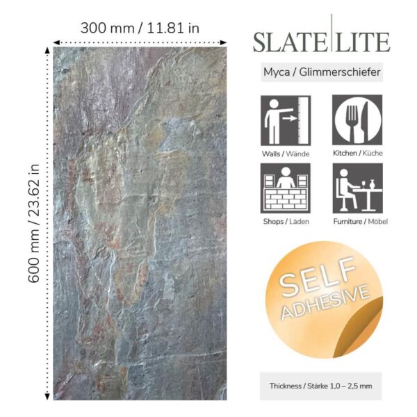 размер на каменен декор от естествени камъни Terra Rosso Slate-Lite