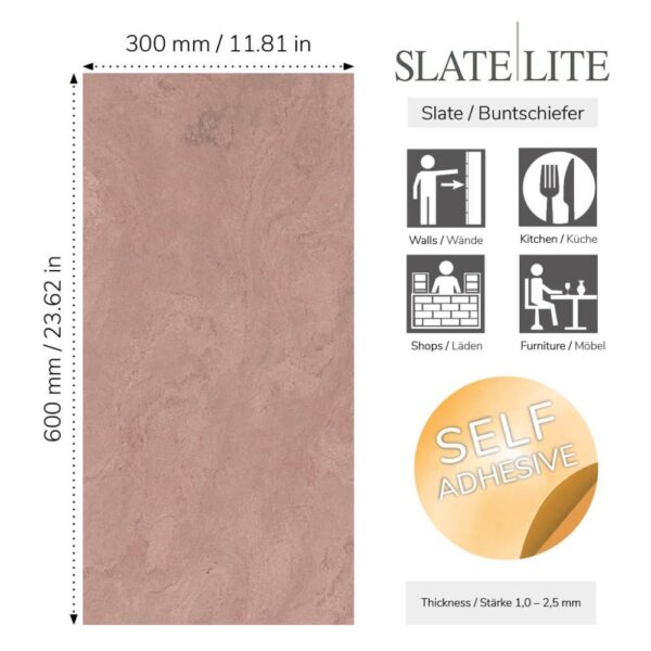 размер на каменен декор от естествени камъни Terra Rosso Slate-Lite